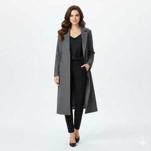 H&M Coat Womens 2 Gray‎ Minimalist Structured Timeless Longline Modern Layering
